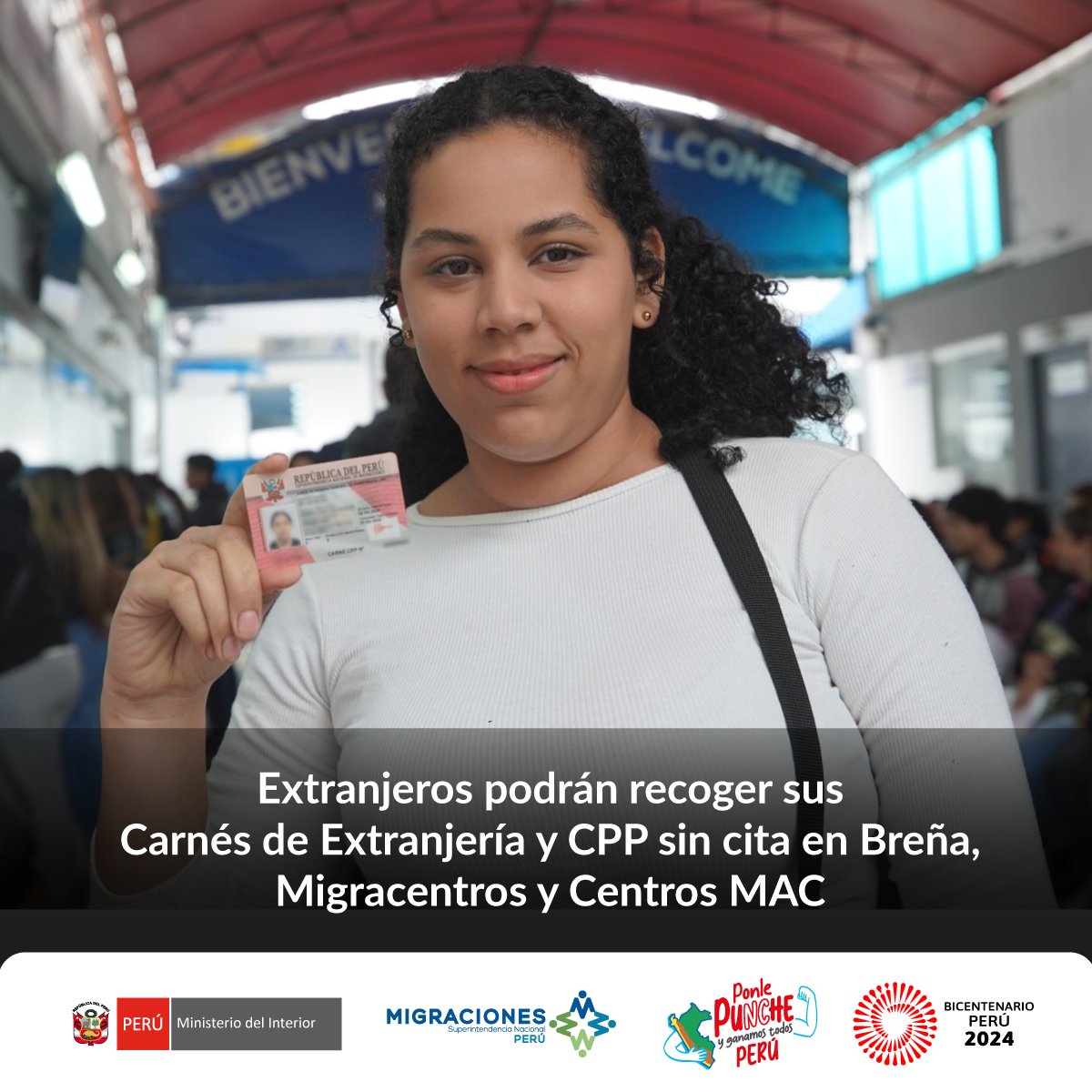 #MigracionesPerú | ¿Aún está pendiente el recojo de tu Carné de Extranjería o Permiso Temporal de Permanencia (CPP)? Ahora puedes acercarte, sin cita, a nuestra sede en Breña, los @Migracentro y @CentrosMAC. ¡Ya lo sabes! ¡Te esperamos! #NotaDePrensa ➡️ gob.pe/es/n/963072