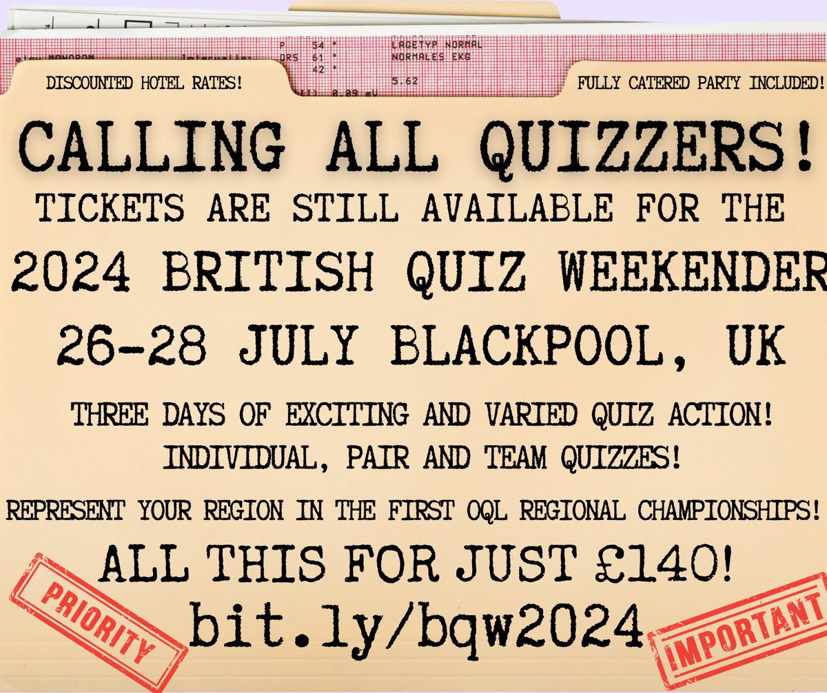 You have just one month left to secure your ticket for the hottest (literally and metaphorically) quiz event of the year!!! bit.ly/bqw2024