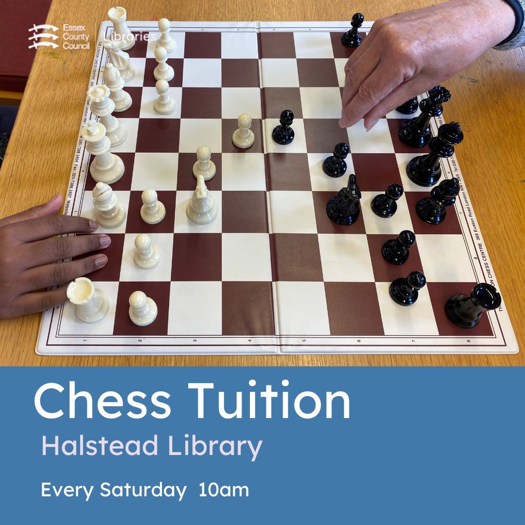 Whether you're a beginner or an experienced player, our Free Chess Tuition Club is the perfect place for you! ♟️ Every Saturday 10:00 AM - 12.00 NOON Halstead Library, Bridge Street CO9 library-events.essex.gov.uk/event?id=114162 #ChessClub #ChessTuition