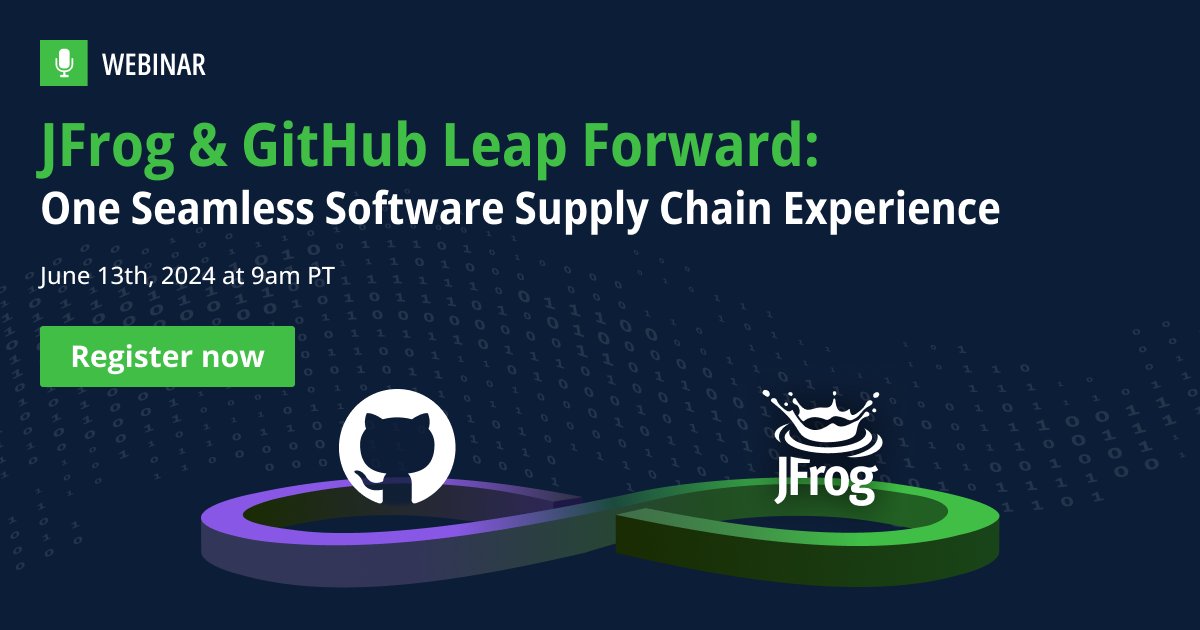 We’re exploring how JFrog &amp; GitHub are collaborating to deliver the best solution for: 

🤝 SSO &amp; permissions
🤝 Code development 
🤝 Binary management

Register to join JFrog CTO, Yoav Landman + GitHub SVP of Product, Mario Rodriguez on June 13 @ 9am PST: jfrog.co/4bW6uZb