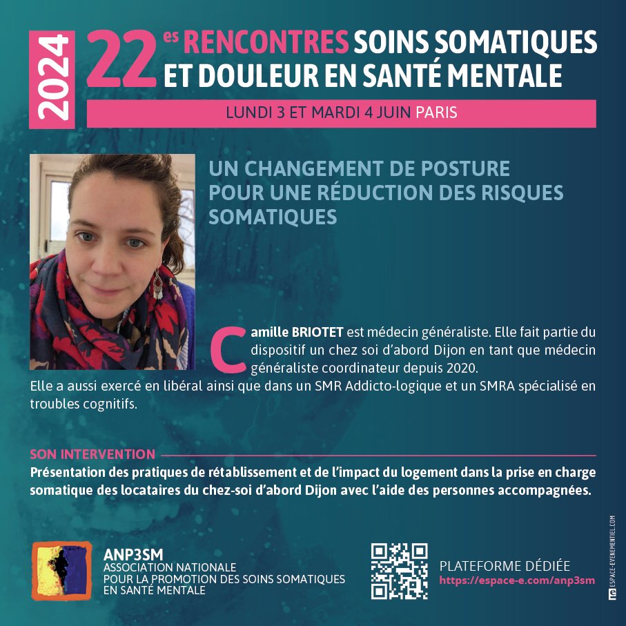 J-5 avant le début de nos Rencontres 2024 !

Nous aurons le plaisir d'écouter le Dr Camille Briotet lors de nos rencontres sur la thématique du logement essentiel pour une prise en soin efficiente  et pour permettre un début de rétablissement.
