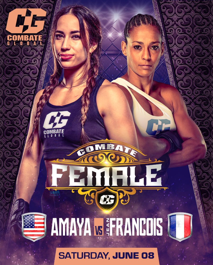 Combate Global will be putting on their 4th all WMMA card on June 8th live in Miami, FL - as well as streaming on FUSE. 

Card features:

Melissa Amaya (6-0) vs Samanta Jean-Francois (8-7)

Ana Palacios (7-3-1) vs Melissa Gomez (4-0)

Regina Tarin (2-0) vs Fernanda Marrufo (1-1)