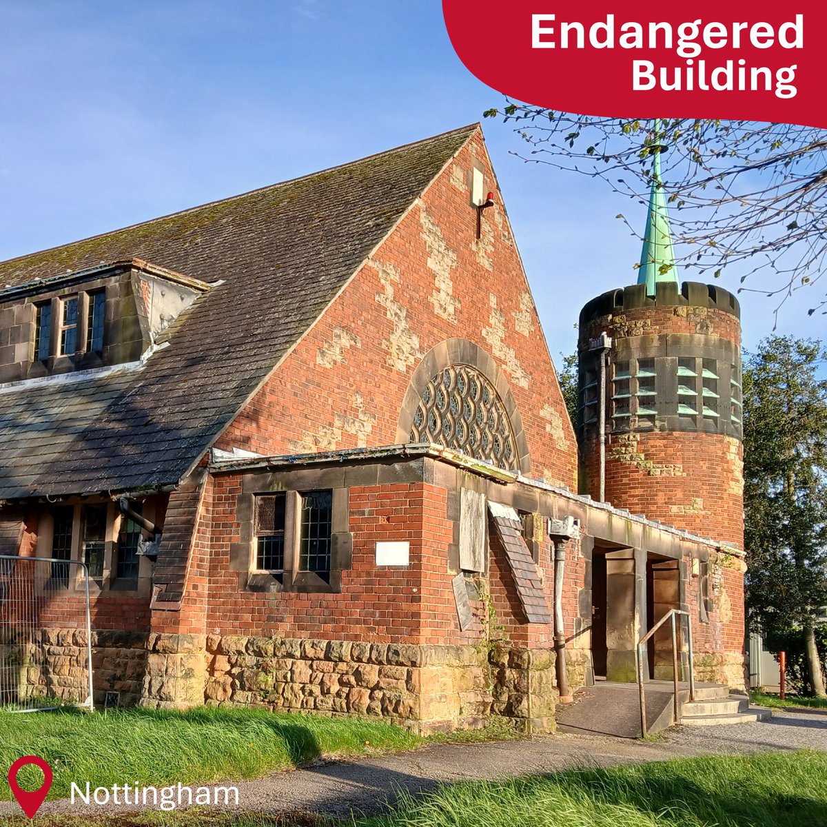 Top Ten Endangered Building 2024

St Lukes’ Chapel, Nottingham City Hospital, 
Grade II, Arthur Marshall, 1902

Read more here: bit.ly/4bCPhEa

#TopTen24 #nottingham #eastmidlands #listedbuilding #heritage #architecture