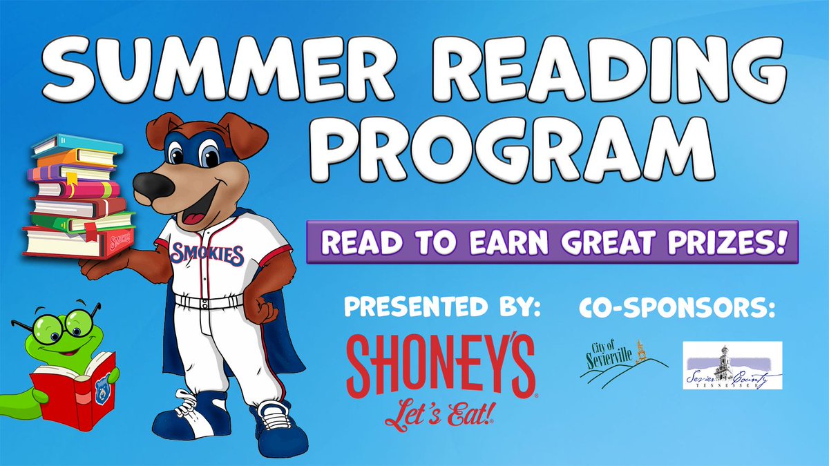 smokiesbaseball's tweet photo. Tonight is our first Summer Reading Program game presented by Shoney's! Bring your completed form to the Box Office to receive 2 tickets to tonight's game. Children ages 4-12 can also participate in our postgame Kids Run the Bases! Access the form here: https://t.co/GStfUcSf8y https://t.co/NHeTrqe1HO