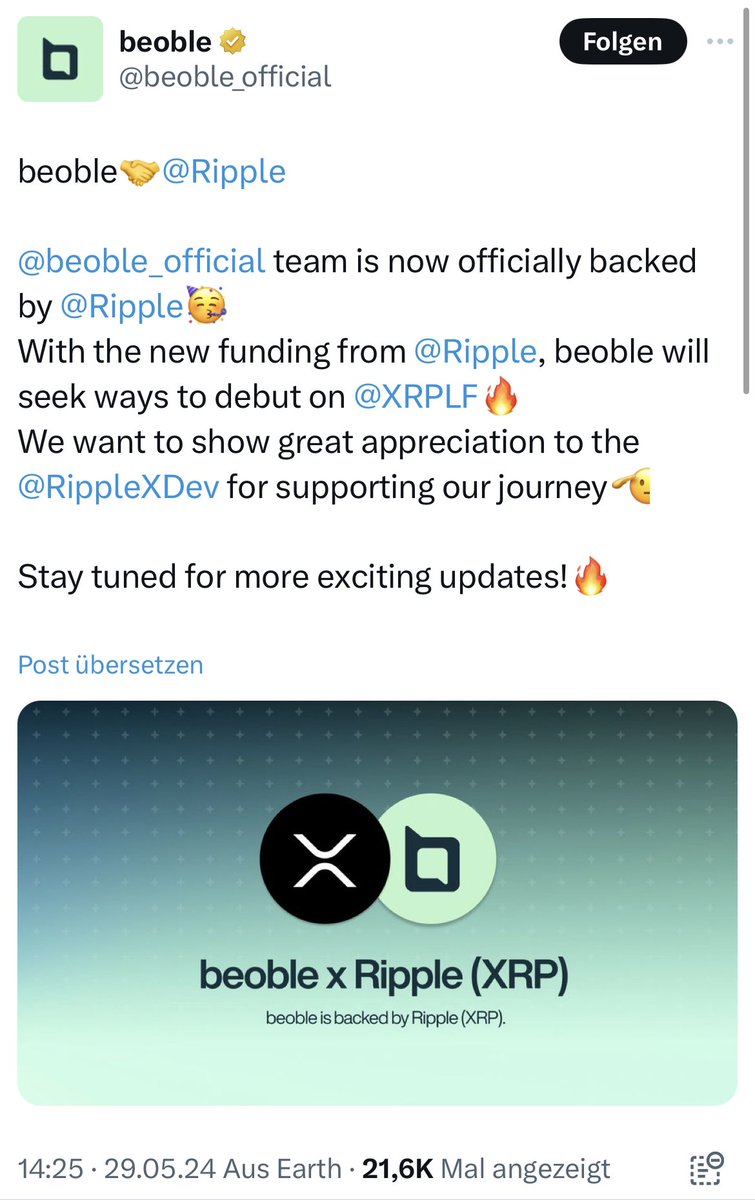 🚨 BREAKING NEWS: #Ripple invests an undisclosed amount in Hong Kong-based Web3 wallet-to-wallet messaging and social platform beoble! 🇭🇰 thecryptobasic.com/2024/05/29/rip…