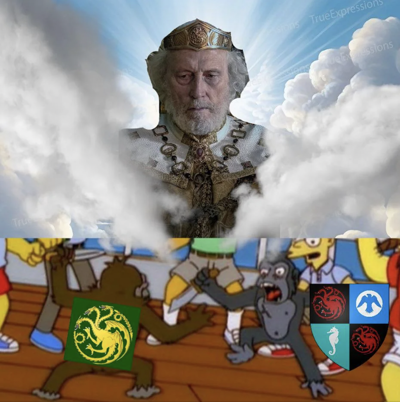 King Jaehaerys watching the Dance of Dragons happen one generation after his reign (Via Reddit: reddit.com/r/HouseOfTheDr…)