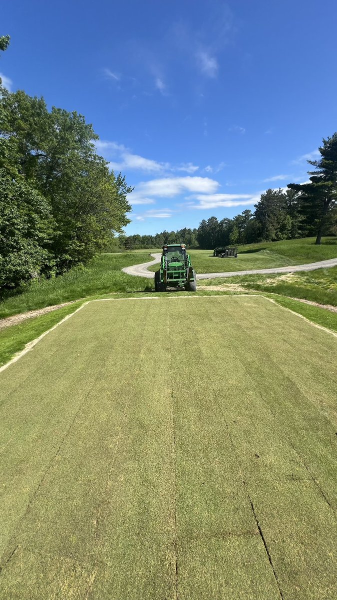 Charlie Beyer (@cbeyer012) on Twitter photo Tried a new method of sodding bentgrass, utilizing some left over 6in HDPE! Results are shocking! <a href="/MattDShafer/">Matt Shafer</a> had this tee top done in no time! Tried a new method of sodding bentgrass, utilizing some left over 6in HDPE! Results are shocking! <a href="/MattDShafer/">Matt Shafer</a> had this tee top done in no time!