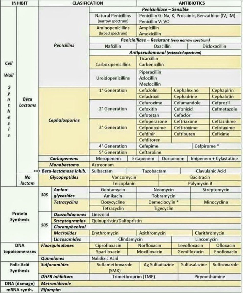 Antibiotic classes #MedEd #medx #antibiotic