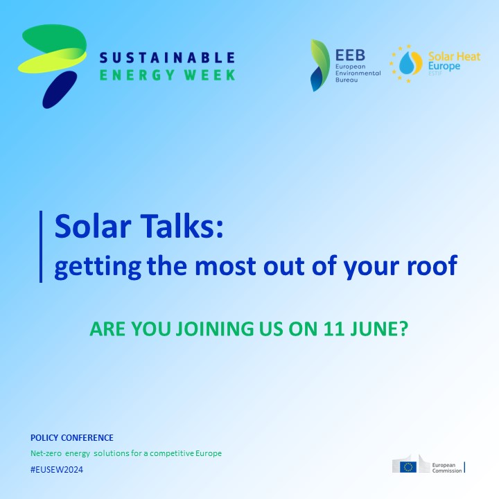 🕝#EUSEW2024 is fast approaching, and we are eagerly preparing our policy session 'Solar talks: getting the most out of your roof' together with our partner, @Green_Europe, and our awesome speakers. Register & join us on 11 June 👉 interactive.eusew.eu/eusew-2024/ses…