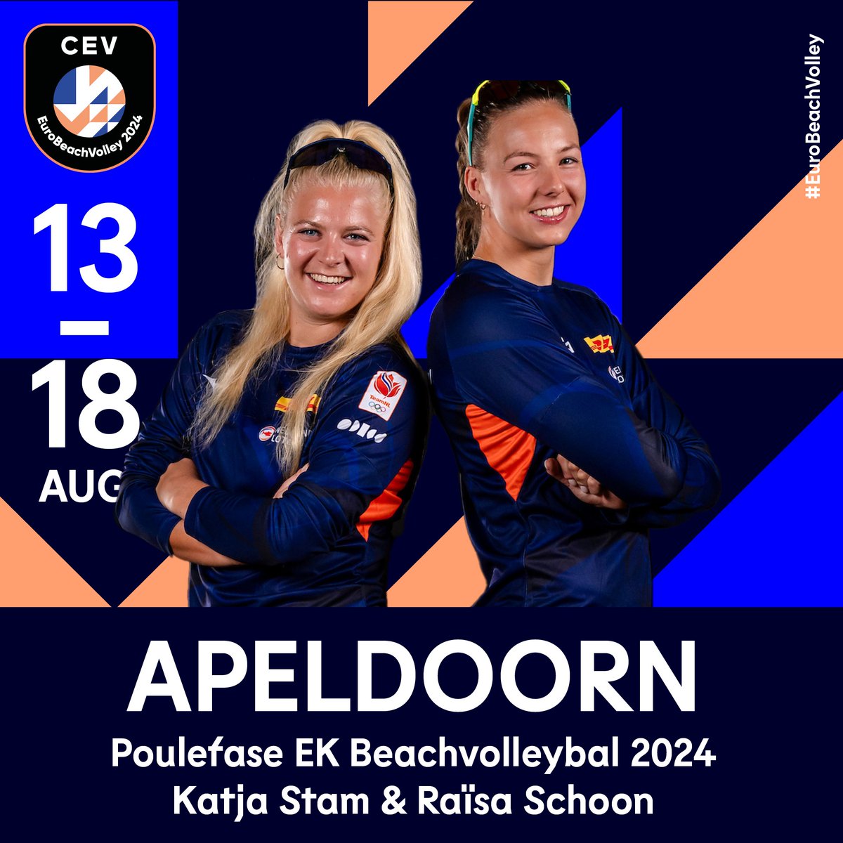 Katja Stam & Raïsa Schoon spelen de openingswedstrijd van het EK Beachvolleybal 2024! ⚡️ Decor is het marktplein in Apeldoorn, waar zij ook de overige poulewedstrijden spelen.

Meer info & tickets via: volleybal.nl/nieuws/katja-s…

#EKBeach2024 #EuroBeachVolley #BeachTeamNL #TeamNL