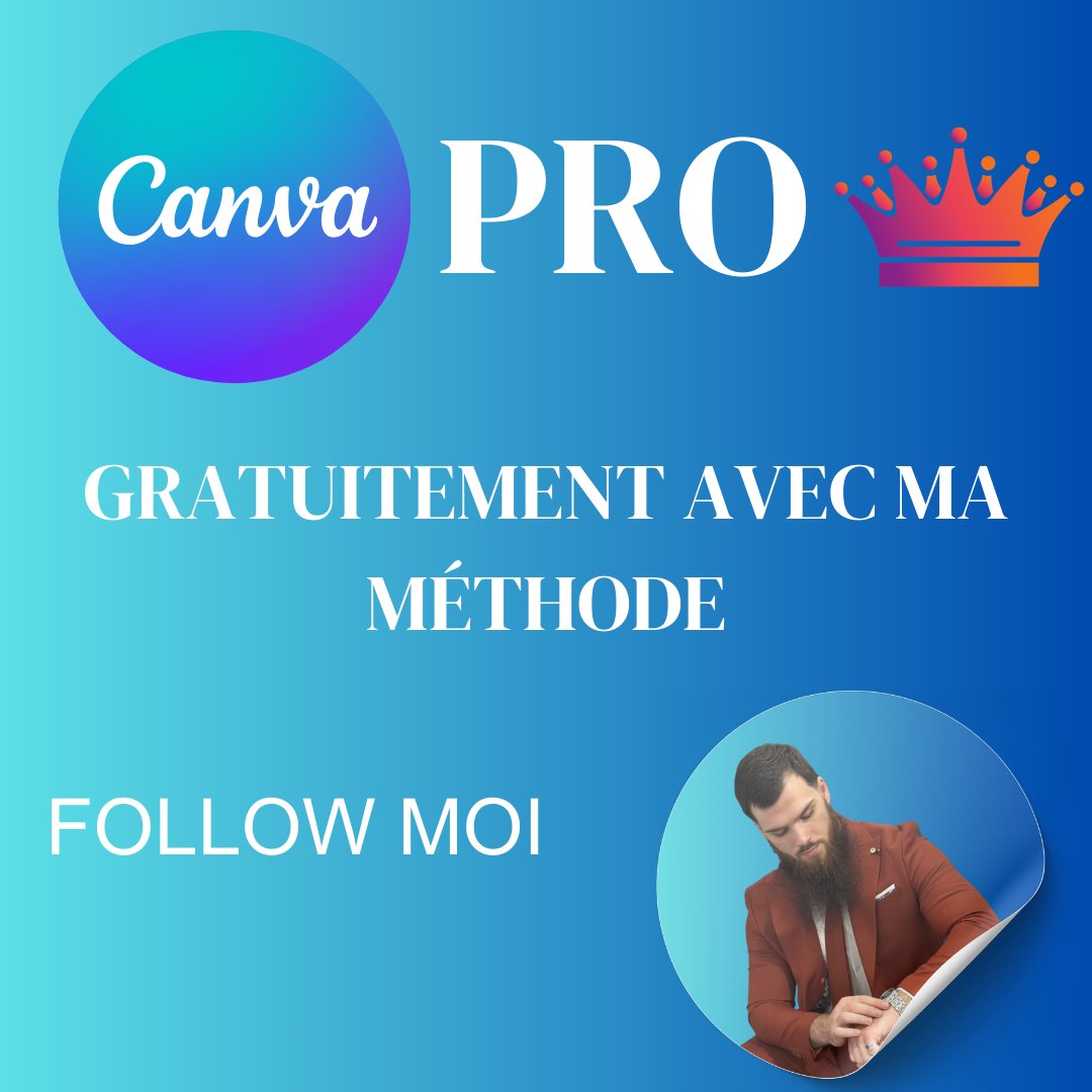 blend_sy's tweet image. CANVA PRO est vraiment indispensable.

Il l’est encore plus quand c’est GRATUIT.

J’ai trouvé une méthode pour l’avoir gratuitement.

RT + Commentes « pro »  

FOLLOW moi (sinon je peux pas te dm)