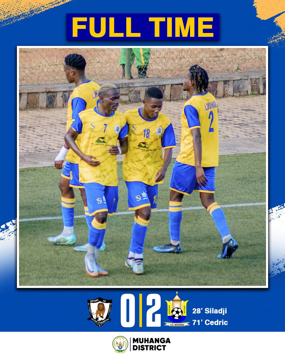 AsMuhanga's tweet photo. Fulltime Win 

Iradukunda Siladji na Munyarugabo Cedric batsinze ibitego 2 byafashije AS Muhanga gutsinda Intare FC ibitego 2-0

#Roadtofirstdivision https://t.co/LZQVG6erWv