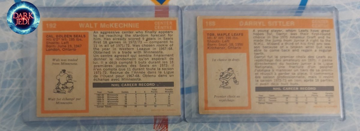 OLDIES BUT 'GOLDIES'

Here's a couple of cards from 1972-73 O-PEE-CHEE hockey cards. That makes these cards 51 years old now..crazy eh?😮

We have Walt McKechnie from the short-lived California Golden Seals & Darryl Sittler from the Toronto Maple Leafs.

While playing on opposite