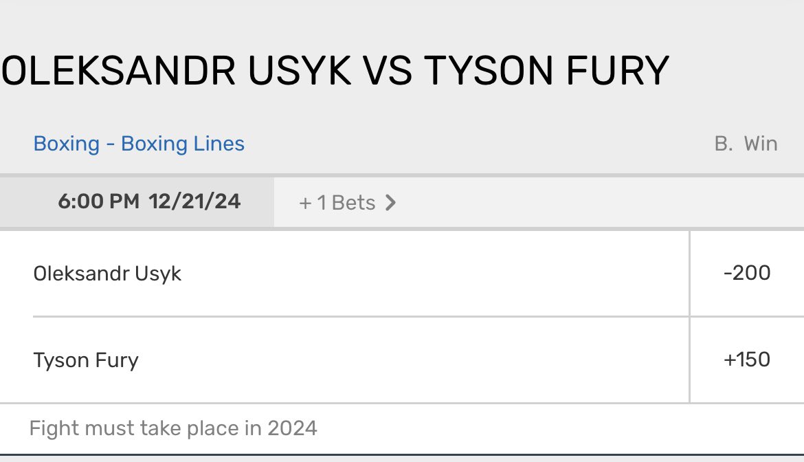 The #FuryUsyk rematch! 👀👀 Odds 🥊 Usyk -200 Fury +150