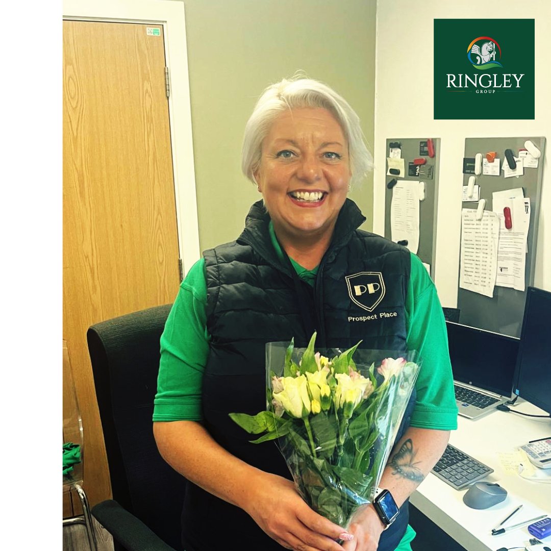 So lovely to see Suzanne Mallard, our Estates Manager at Prospect Place on Cardiff Bay, with the flowers that she received as a thank you from one of her residents.