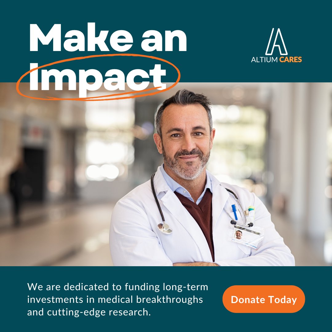 Everyone deserves access to medical treatments and technologies that can enhance their health. We are committed to funding long-term investments in medical breakthroughs and pioneering research that often goes overlooked. Donate now at altiumcares.org/donate.