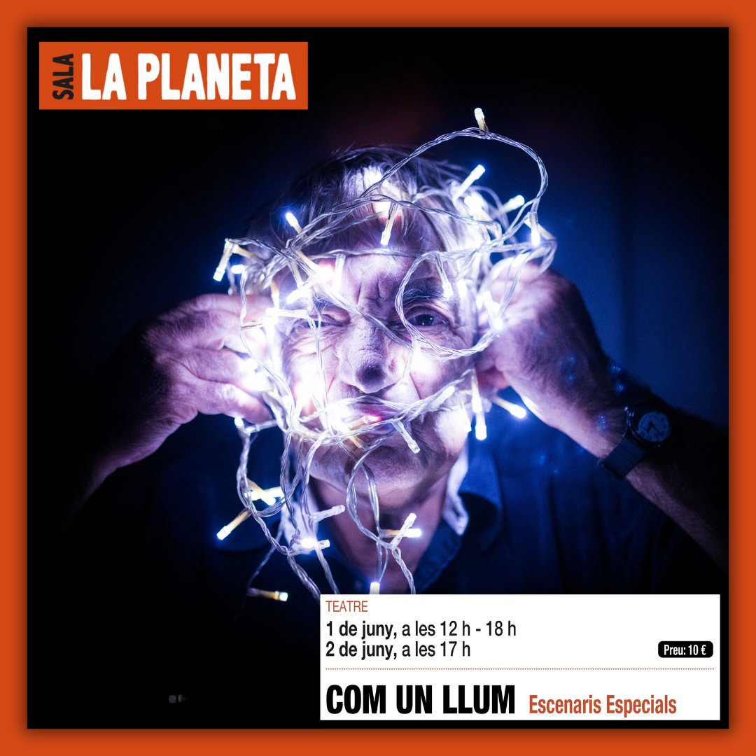 COM UN LLUM
<a href="/EEspecials/">Escenaris Especials</a> 

👉 1 i 2 de juny
🎟️ 10 € bit.ly/42MEDar

Escenaris Especials està com un llum i ho vol evidenciar en un espectacle protagonitzat per persones que sovint son amagades a la foscor, als marges, allà on la llum poques vegades il·lumina.