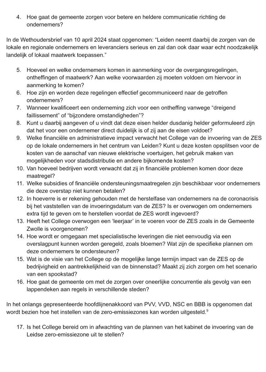 <a href="/VVDLeiden/">VVD Leiden</a> roept het College op om alles op alles te zetten om in samenspraak met Leidse ondernemers te komen tot een invoering van een Leidse zero-emissiezone die iedereen kan meemaken. Onze schriftelijke vragen 👉