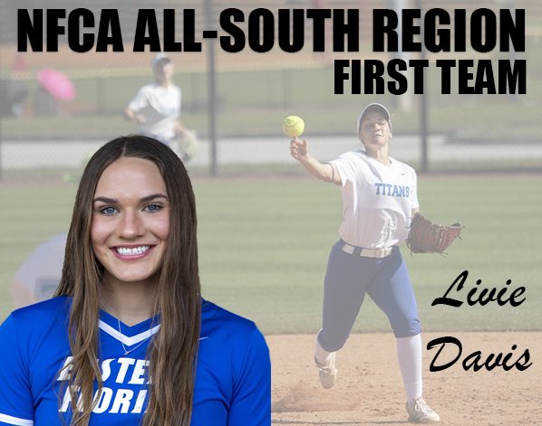 Shortstop Livie Davis is named to the National Fastpitch Coaches Association NJCAA Division 1 All-South Region first team