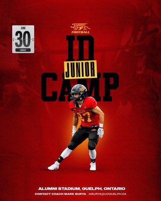 Thank you so much <a href="/cappiello99/">CoachCappiello99</a> for the invite to the Guelph Gryphons Junior ID camp! Go Gryphons 🦅🔴