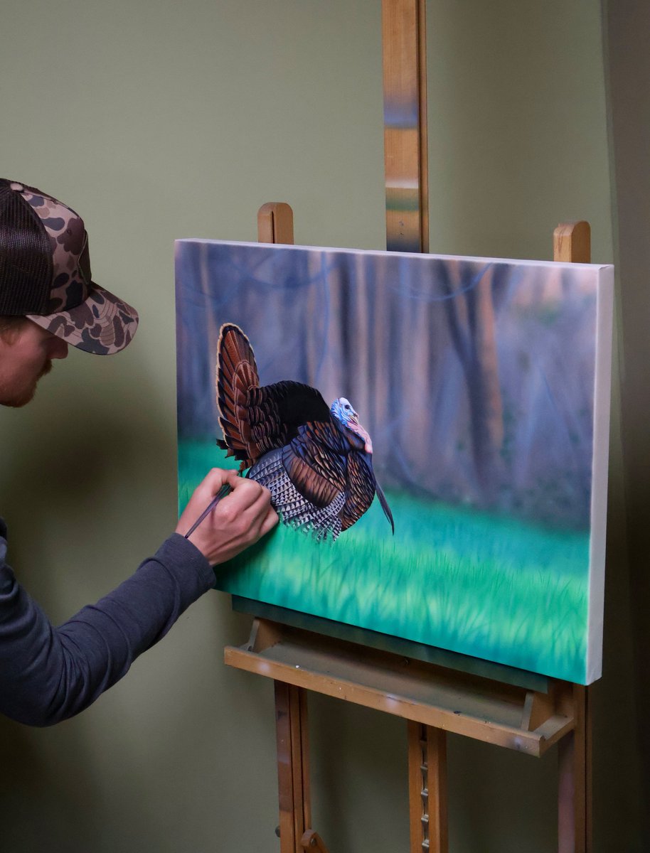 New painting on the easel! Eastern wild Turkey 👊🏻 #turkey #hunting #painting <a href="/furfishgame/">Fur-Fish-Game</a> <a href="/FieldandStream/">Field & Stream</a>