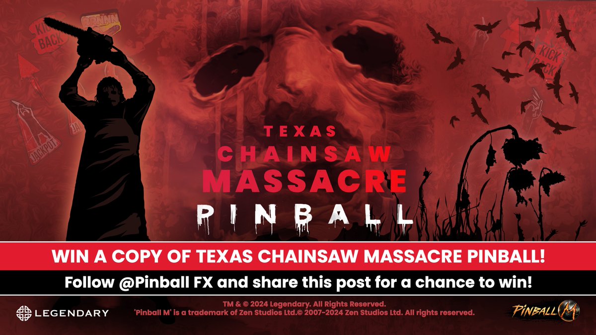 Be among the first players to play Texas Chainsaw Massacre Pinball! Follow the Pinball FX page and repost this tweet to win one out of ten Pinball M codes on the platform of your choice. 💀  

#sweepstakes #pinball  

T&C: zenstudios.com/promotional_te…