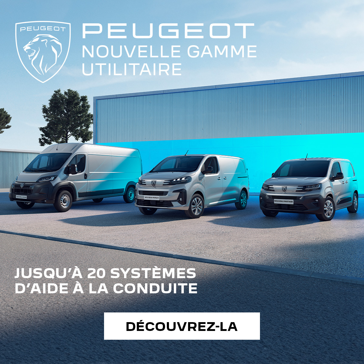 Découvrez les Nouveaux PEUGEOT PARTNER, EXPERT et BOXER avec leur design distinctif et leurs systèmes d'aide à la conduite.