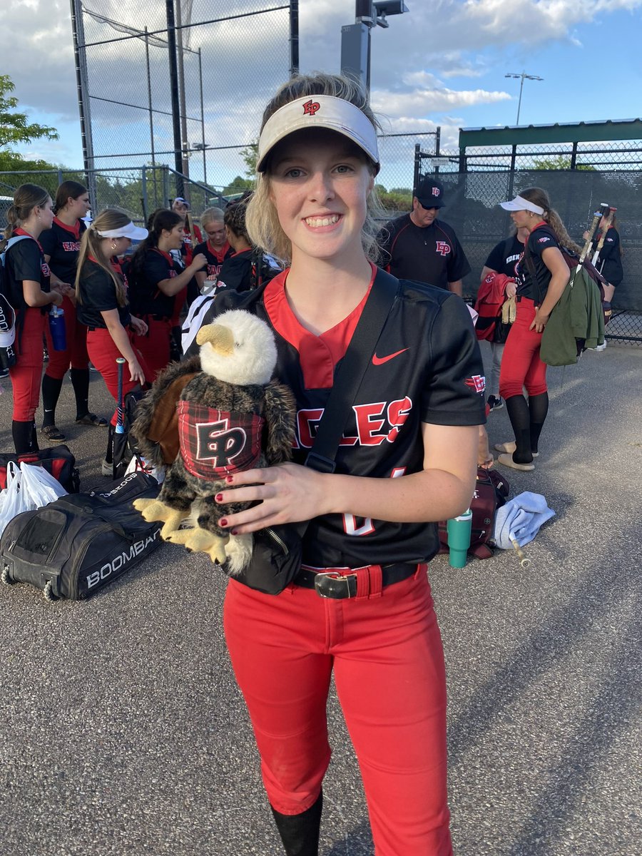 I got player of the game last night after a big win against Minnetonka! I won it for my RBI’s and plays in the field. Next up, Minnetonka again for the section championship! <a href="/RenaeHartl/">Renae Rost Hartl</a> <a href="/coleymarieries/">Coley Ries Welter</a> <a href="/CoachBagz/">Jen Bagley Trotter</a> <a href="/coachchris_24/">Chris Iliopoulos</a> <a href="/CoachRGillispie/">Renee Gillispie</a> <a href="/mitchrob13/">Mitch Roberts</a> <a href="/epgirlssoftball/">EPHS Softball</a>