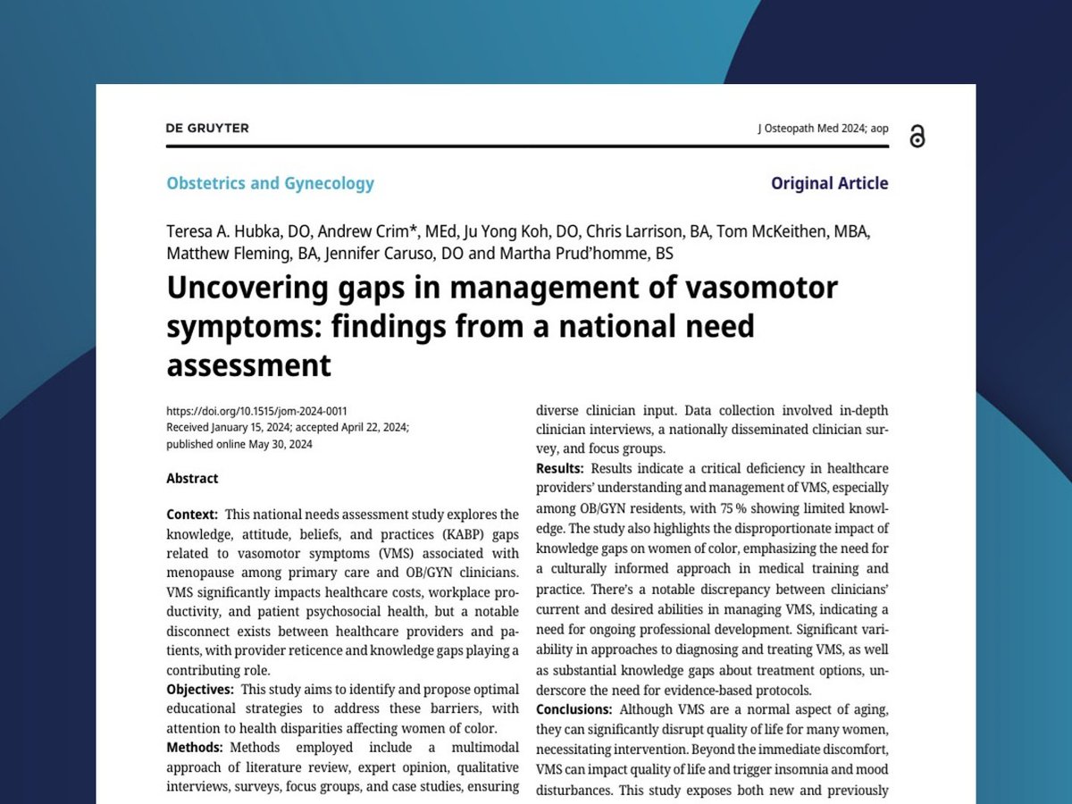 This national needs assessment study – degruyter.com/document/doi/1… – aimed to uncover the structures underlying known gaps in knowledge, attitude, beliefs, and practices related to VMS and to identify and propose optimal educational strategies to overcome these barriers