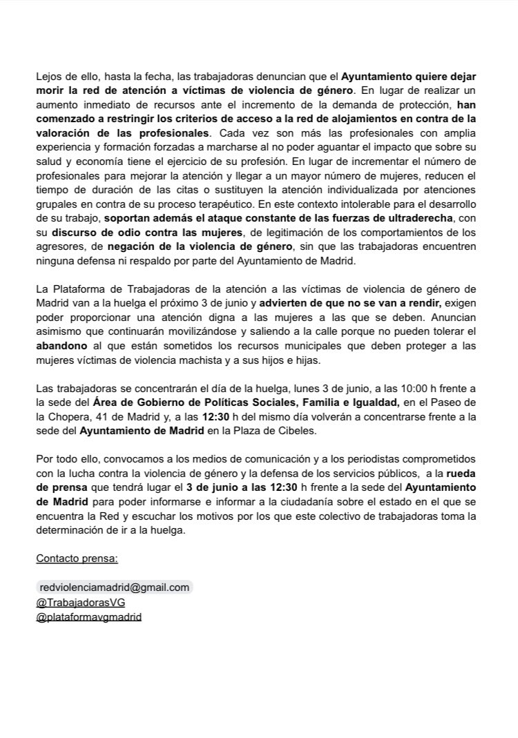 Trabajadoras Red de Violencia de Género de Madrid tweet media