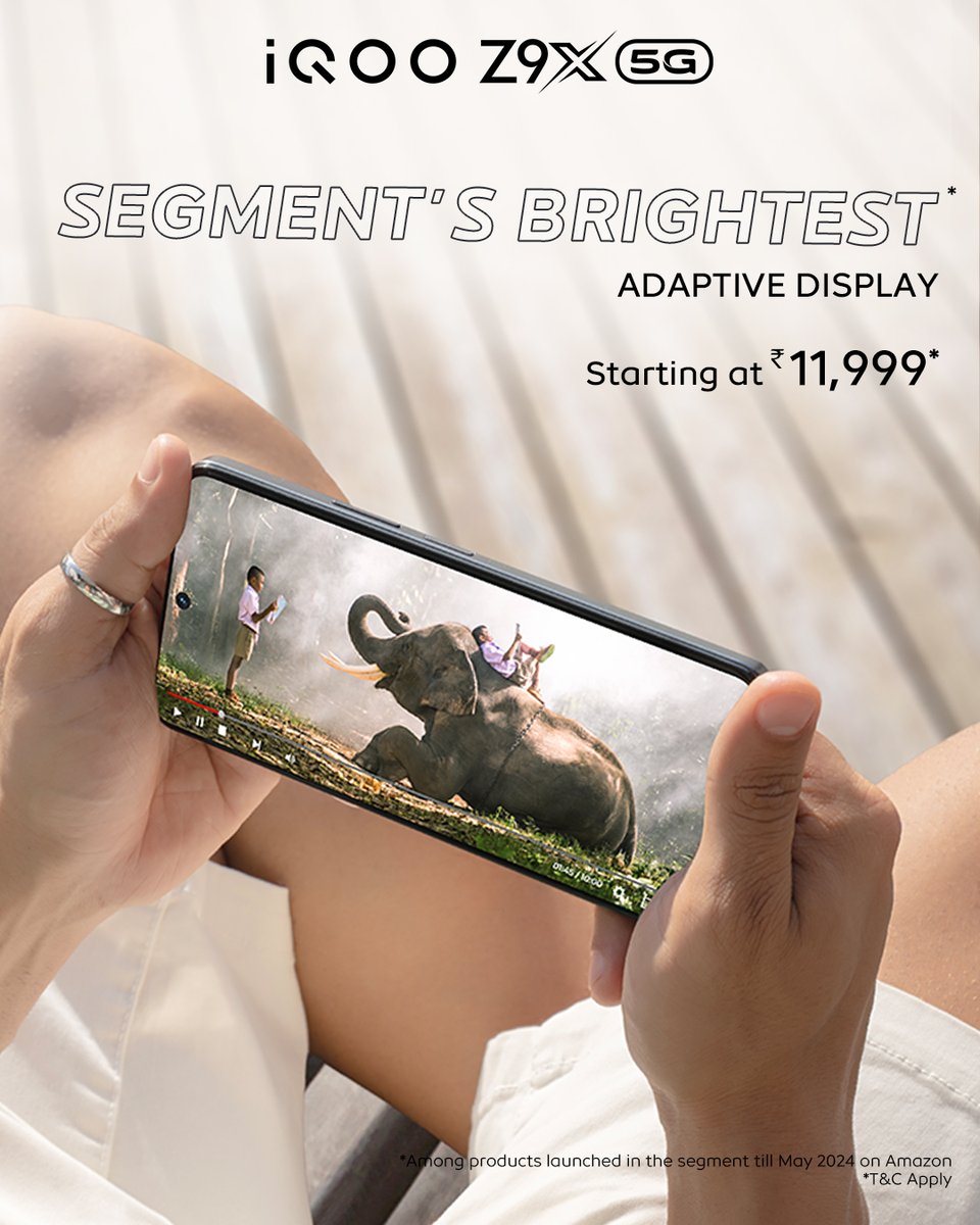 Light up your life with the 1000nits peak brightness on the #iQOOZ9x! With the brightest display in its segment*, #iQOOZ9x ensures every visual experience is enhanced with exceptional brightness and clarity. Available @amazonIN Buy Now: bit.ly/3wmJjIi