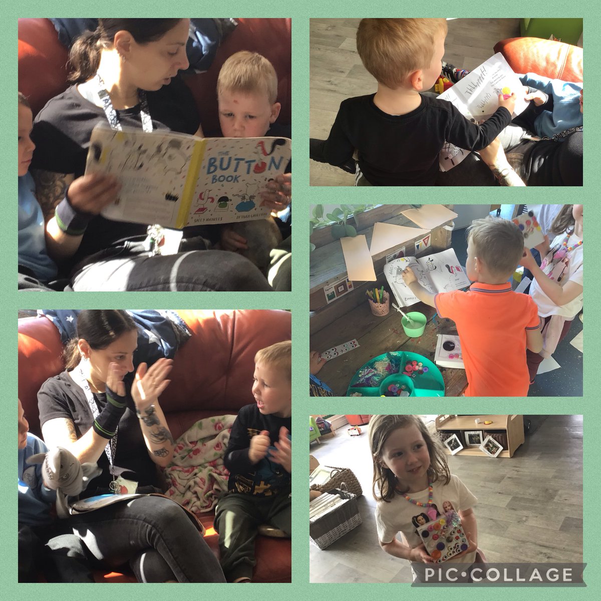 BowhouseBairns's tweet photo. Our children have been loving the Button Book and took their interest forward by creating button boxes👌Lots of discussions around colour, size and predicting what a button in the story will do when pressed😁
#mathsthroughstories #imagination #creativity #fun https://t.co/qrlVqjas8C