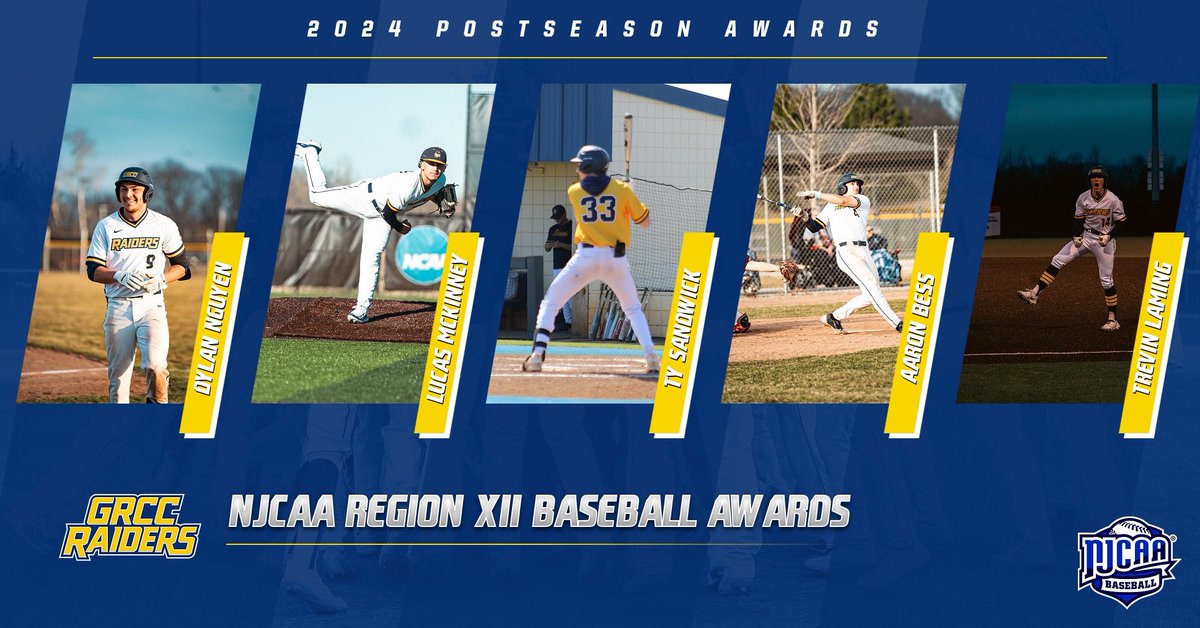 Grand Rapids Community College Baseball (@baseball_grcc) on Twitter photo 10 Raiders earned postseason awards following their performances in the 2024 season including:
- Northern conference player of the year: <a href="/DylanNguyen_19/">Dylan Nguyen</a>
- Northern conference freshman of the year: <a href="/sandwick_ty/">Ty Sandwick</a> 10 Raiders earned postseason awards following their performances in the 2024 season including:
- Northern conference player of the year: <a href="/DylanNguyen_19/">Dylan Nguyen</a>
- Northern conference freshman of the year: <a href="/sandwick_ty/">Ty Sandwick</a>