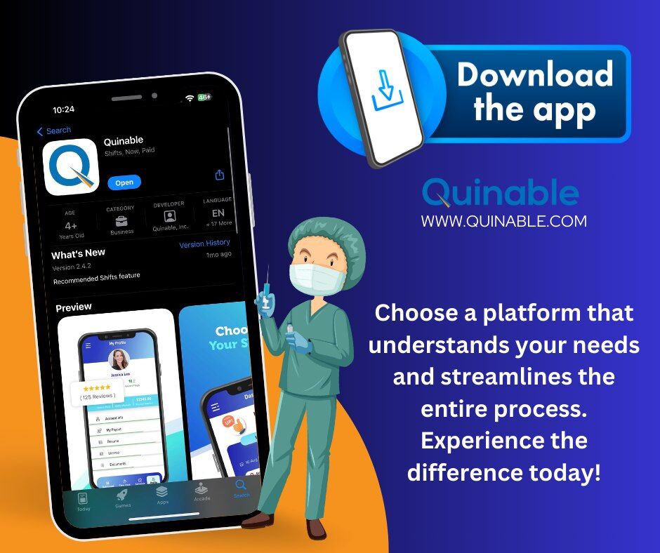 Choose efficiency, choose flexibility, and choose a platform designed for you! #CNALife #LPNjobs #CNAjobs #quinable #digitalmarketing #healthcare
☎️ (512) 991-5881
📩 info@quinable.com
🌐 quinable.com