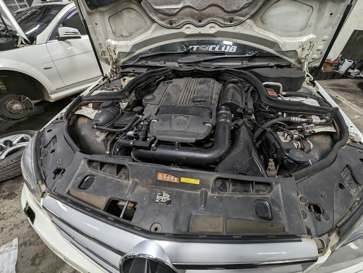 Deep in the guts. The W204 build continues with additional supporting mods to take full advantage of the hybrid turbo core upgrade(s). The power-train is further augmented by an aftermarket EGS53-series TCM tuned for rapid shifting and durability for the 722.6 NAG1 Gearbox.