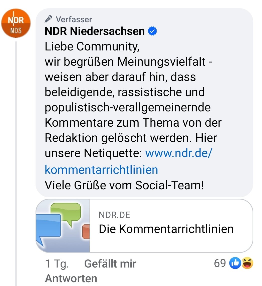 Der NDR Niedersachsen löscht 'populistisch-verallgemeinernde' Kommentare. #ReformOerr #OerrBlog