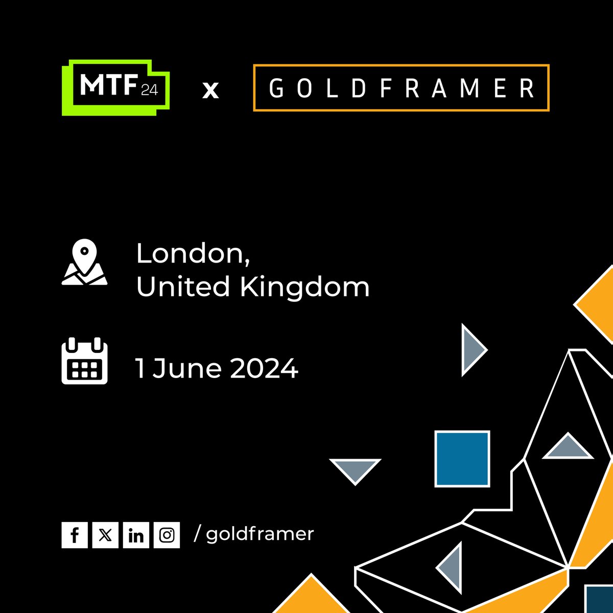 Excited to announce our participation at #MuslimTechFest! Thanks to @muslimtechfest for uniting Europe's brightest minds. 

🌍✨ Visit the Goldframer booth to mingle with fintech and Islamic art enthusiasts. See you there! 🚀 

#Goldframer #IslamicArt #Fintech #Innovation