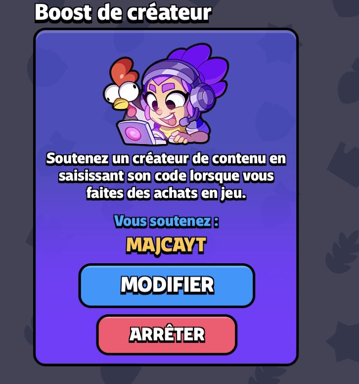 Code Créateur -> MAJCAYT

Pour me soutenir dans mes projets et les futurs ❤️