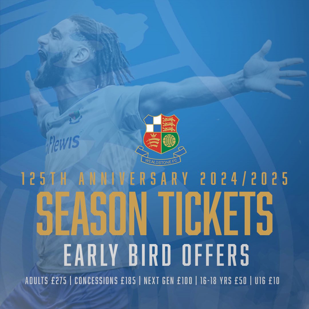 ⏳ 9 days left to save 💷 Don’t miss out on our Early Bird prices and securing your season ticket for another year of National League drama. It’s a new era at the Stones and we need you to be a part of it. Buy now 👇 wealdstonefc.ticketco.events/uk/en/m
