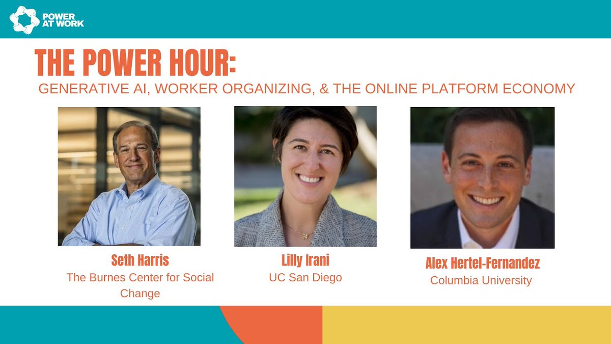 On the @PowerAtWorkBlog #podcast @MrSethHarris talks with Lilly Irani and Alexander Hertel-Fernandez about how technology can facilitate worker organizing and how workers are resisting exploitative online platforms at poweratwork.us/power-hour-7-b… #1u #UnionStrong #LaborRadioPod