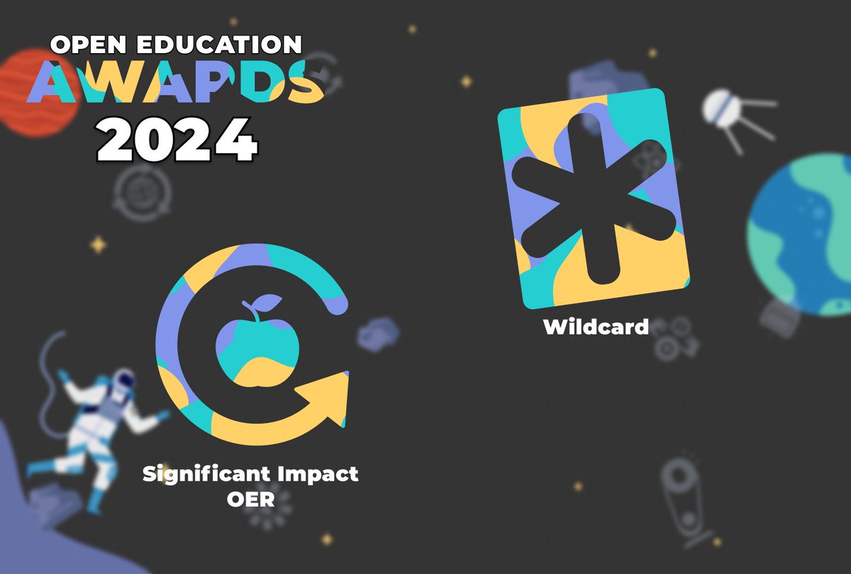 🚀 Nominate your favourite #openeducation project for #OEAwards24 🎉

#whatareyounominating ⁉️

Be inspired by past #SignificantImpactOER awards winners and the newer #Wildcard category winner. 

Explore 🔎 bit.ly/4bzvgyl

#educationexcellence #awardseason #oer