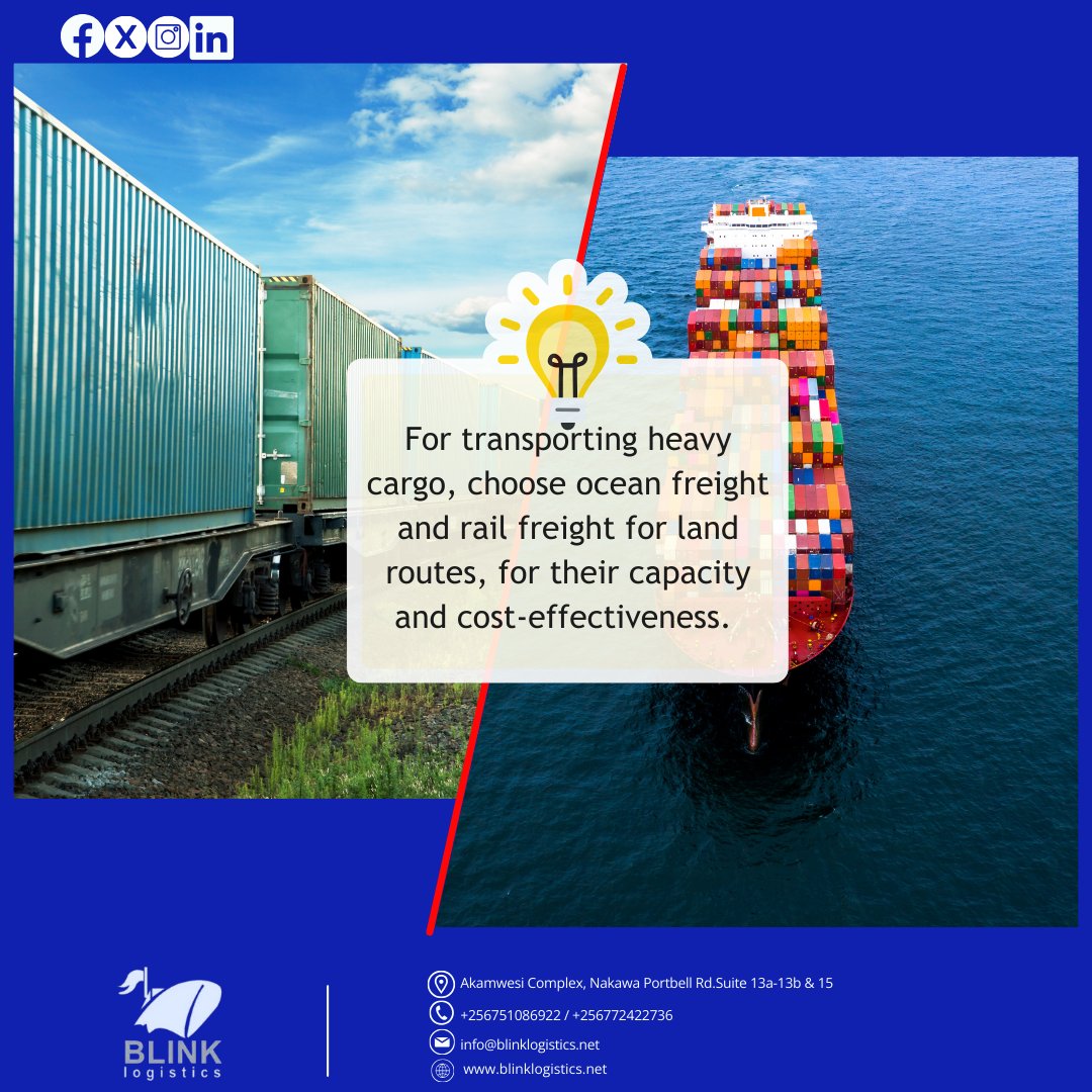 Tip: When shipping heavy cargo, consider using sea freight for long-distance transportation, leveraging its capacity and cost-effectiveness. For shorter distances or land routes, opt for rail freight

#SeaFreight #RailFreight #LogisticsEfficiency