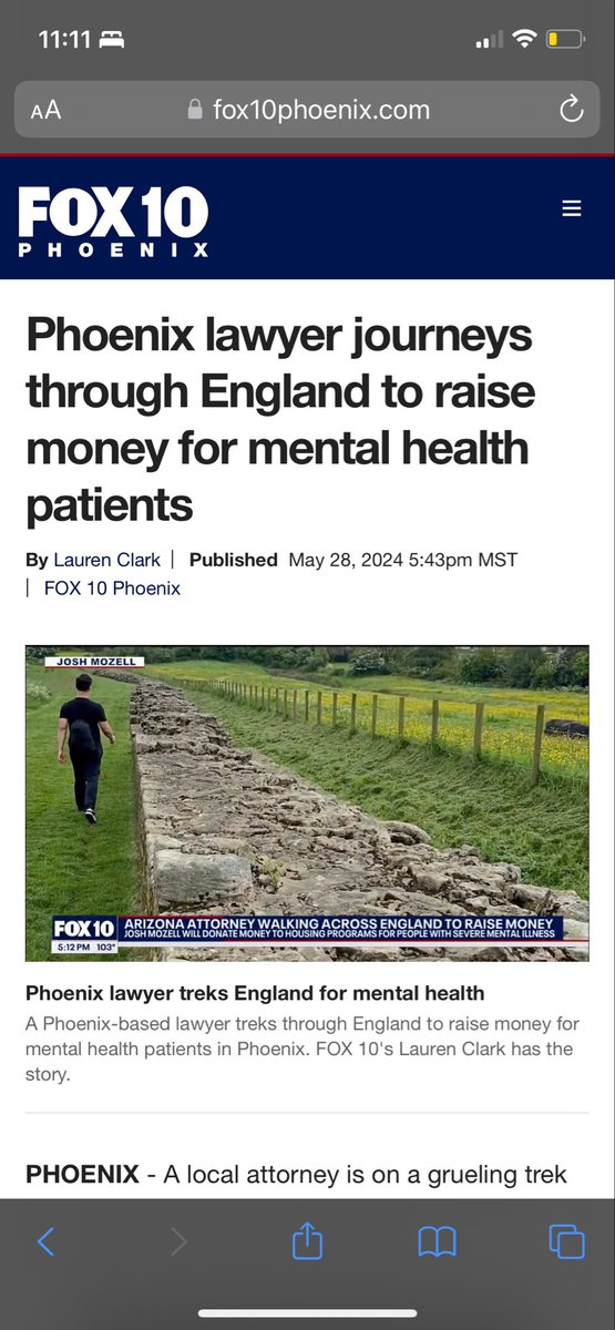 Mental Health Lawyer AZ (@josh_mozell) on Twitter photo Check out my segment with Fox10 to learn more on why I walked over 80 miles to help the 5.5% of Americans living with severe mental illness. 
fox10phoenix.com/news/phoenix-l… Check out my segment with Fox10 to learn more on why I walked over 80 miles to help the 5.5% of Americans living with severe mental illness. 
fox10phoenix.com/news/phoenix-l…