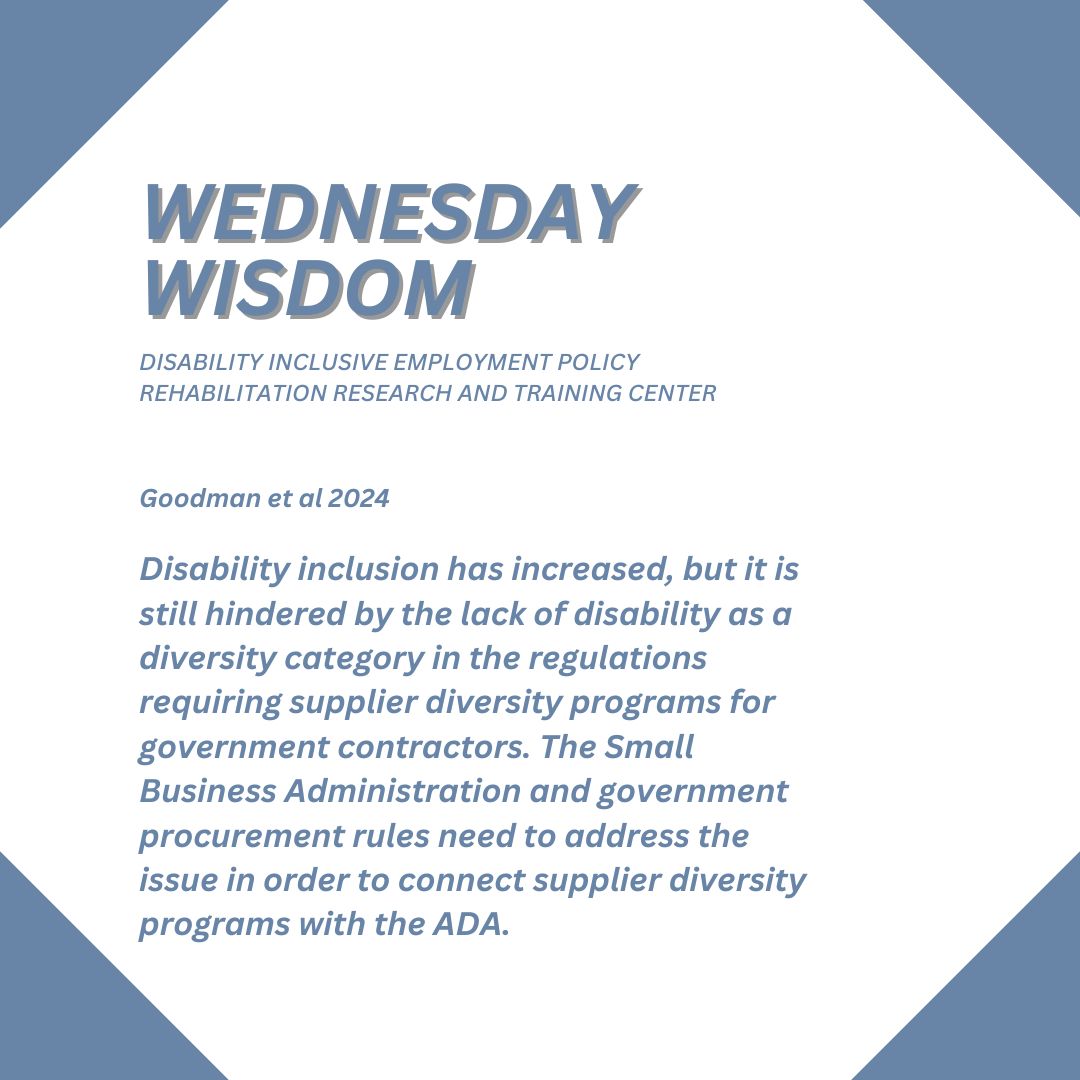 dieprrtc's tweet image. Disability is a key component of diversity, and it is vital that supplier diversity programs incorporate disability-owned businesses in their efforts. More on our website: disabilityinclusiveemployment.org/diep_rrtc_rese…

#DisabilityOwned
