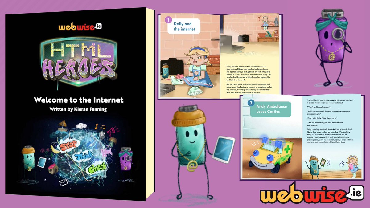 The HTML Heroes Storybook helps pupils in 1st and 2nd Class to learn about online safety. 📚Download a copy of the storybook and teacher handbook for free: bit.ly/2T3TJ97 #Edchatie #onlinesafety