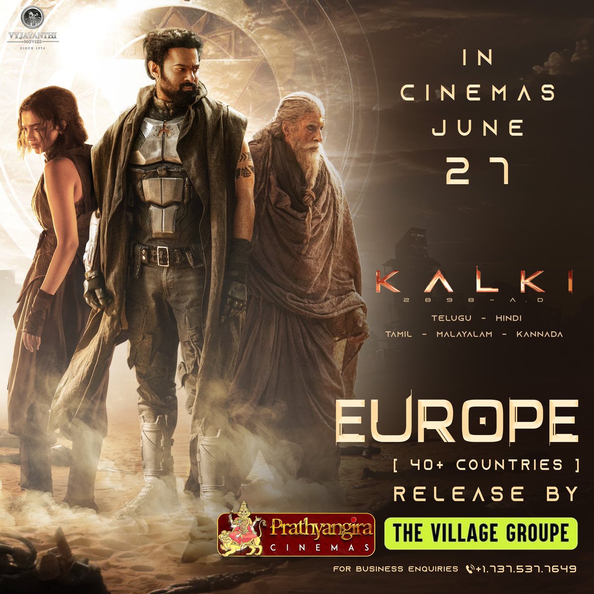 When it’s a REBEL STORM… it's obviously meant to Break Boundaries 😉🔥 So are we... taking our FIRST STEP in EUROPE 🇪🇺 by releasing #Kalki2898AD along with @PrathyangiraUS in 40+ countries ❤️‍🔥❤️‍🔥 Let’s show everyone what we are on June 27th darlings! 💥💥 #Prabhas