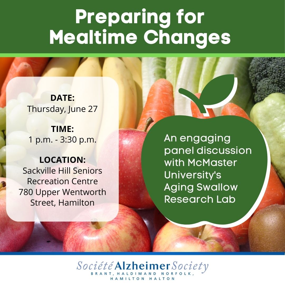 🍎Join the @AgingSwallowLab and @DementiaAlzh on June 27 to learn about changes in eating habits, swallowing, and nutrition needs for persons living with Dementia. The afternoon includes a panel discussion with a speech language pathologist, dietician and care partners + vendors