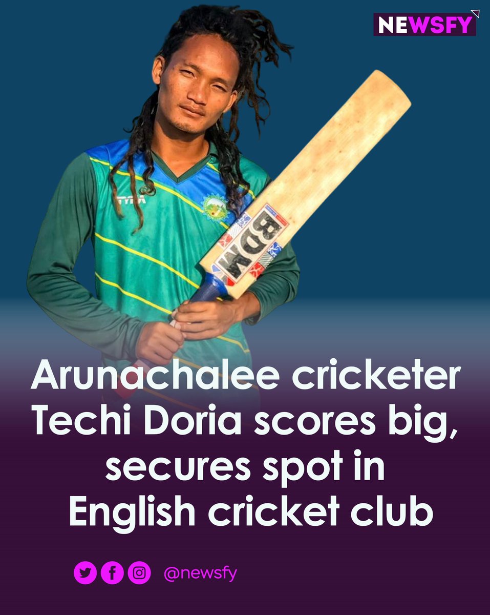 Arunachal Pradesh cricketer Techi Doria has etched his name in history by becoming the first player from the state to represent an English club, Wolverhampton Cricket Club (WCC).
Doria is the first Arunachalee cricketer to score a century at any level.
#ArunachalPradesh
