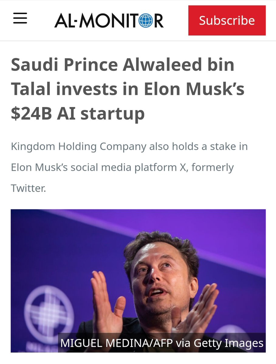 Le Prince Alwaleed Bin Talal (@Alwaleed_Talal) participe au financement de la société émergente d'intelligence artificielle « #Xai », propriété du milliardaire américain @elonmusk, pour construire un ordinateur à haut débit pour développer la technologie xAI. Ce supercalculateur