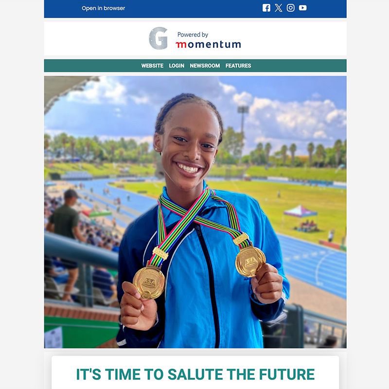 📬 You have mail! Time to check your inbox 📥 #NewsletterDay: It's a Youth Takeover in today's Athlete-focussed Newsletter, feat. interviews with hurdles phenomenon Tumi Ramokgopa, racing speed demon Karah Hill and ferocious pace bowler Ayanda Hlubi 🌍💪#gsportNewsletter #GoGirls